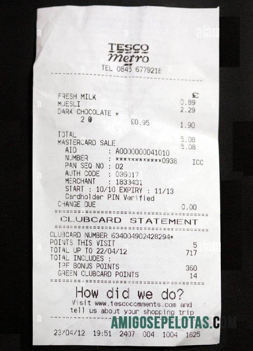 Tesco retail Pembayaran check templat