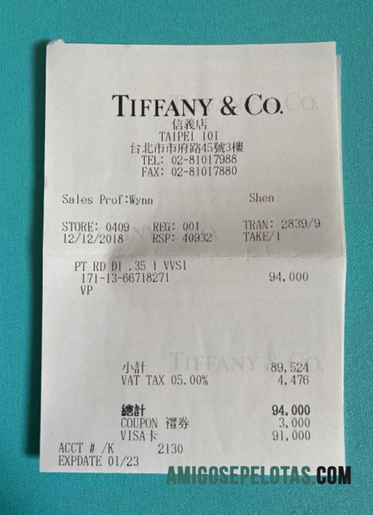 Tiffany & Co Pembayaran Kwitansi makering