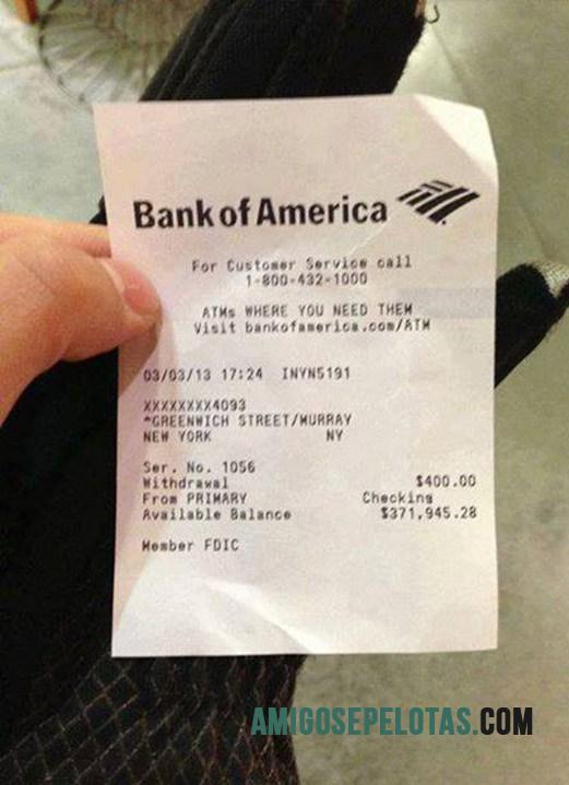 AS bank of Amerika Pembayaran slip sampel