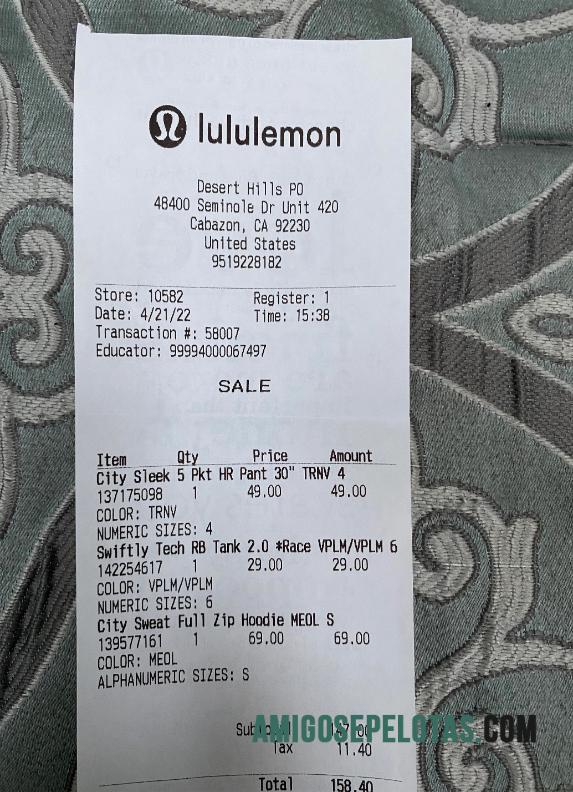 AS Lululemon shop Pembayaran Kwitansi makering