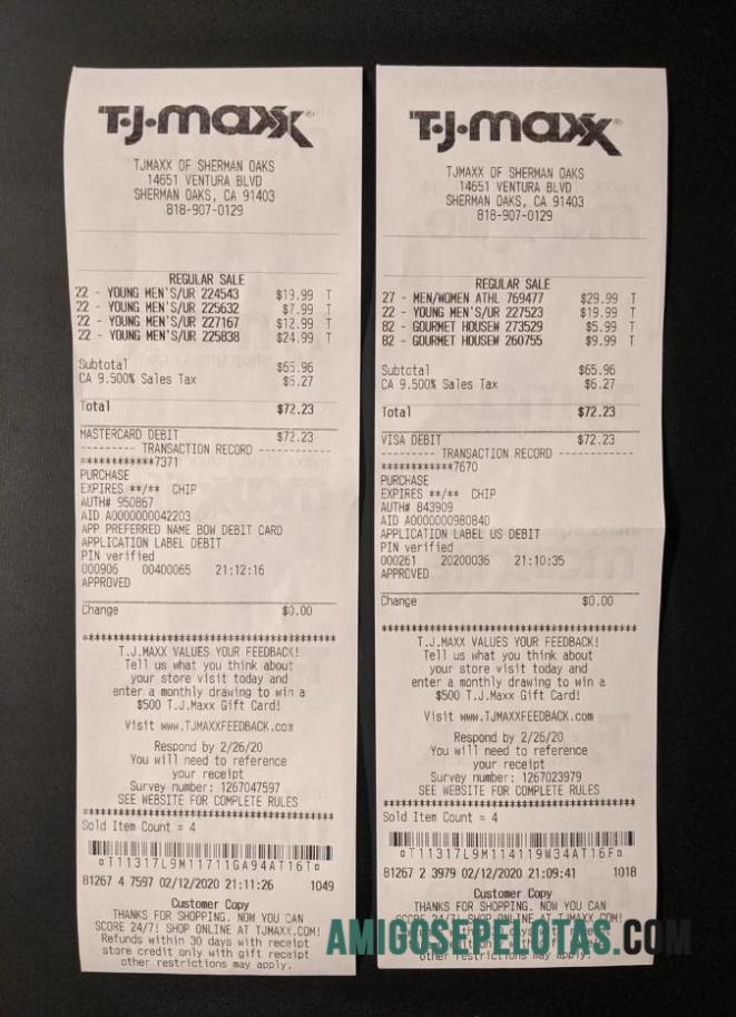 AS Tj Maxx Pembayaran Kwitansi makering