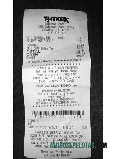 AS Tj Maxx store Pembayaran Kwitansi templat