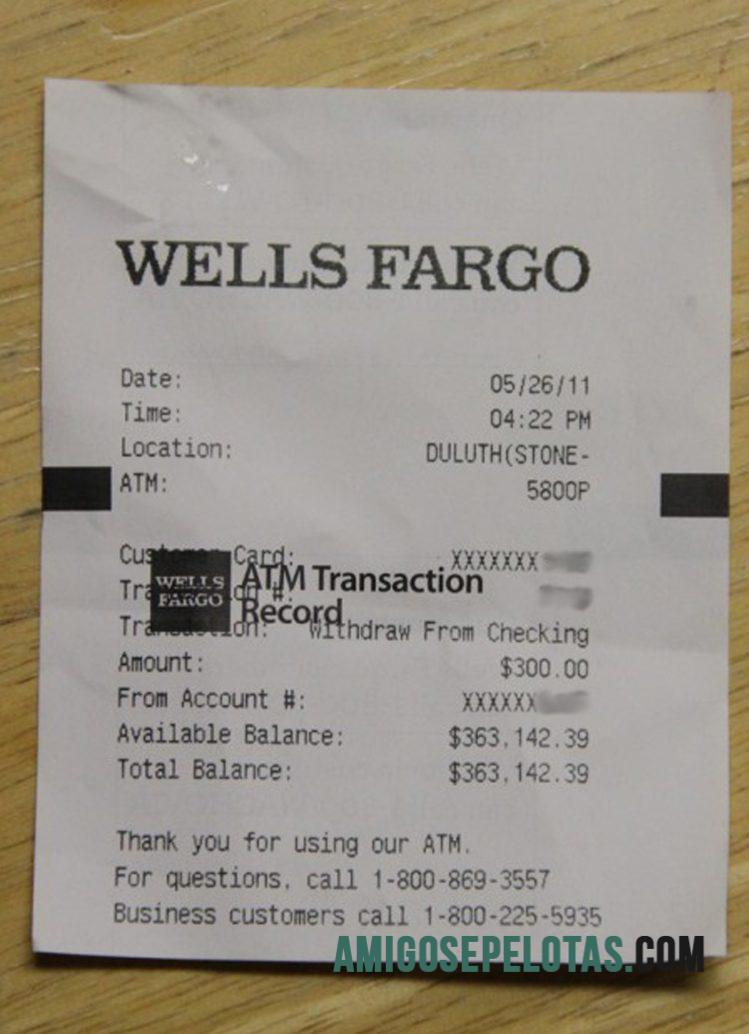 AS Wells Fargo Perusahaan Pembayaran Kwitansi sampel