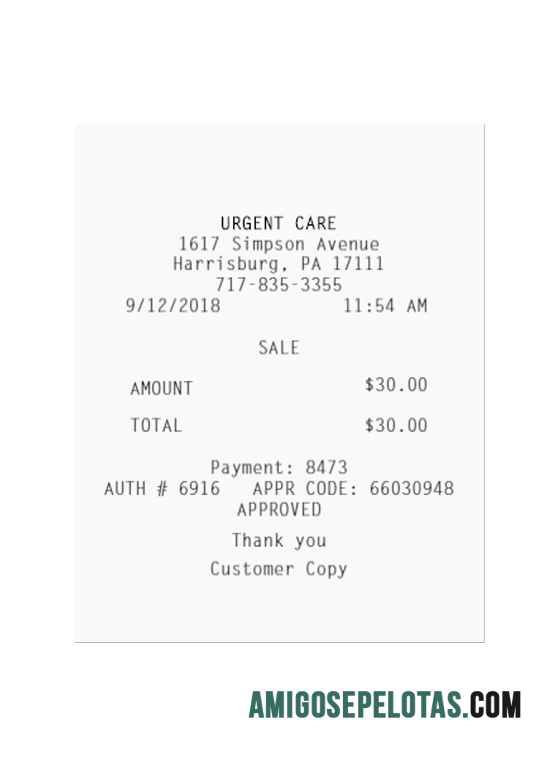 Urgent Care Pembayaran Kwitansi sampel