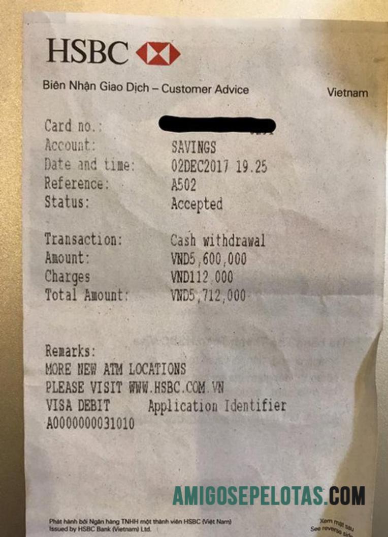 Vietnam HSBC bank Kwitansi desain