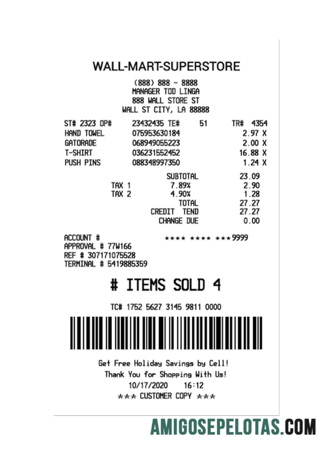 Wall Mart Superstore Pembayaran Kwitansi templat