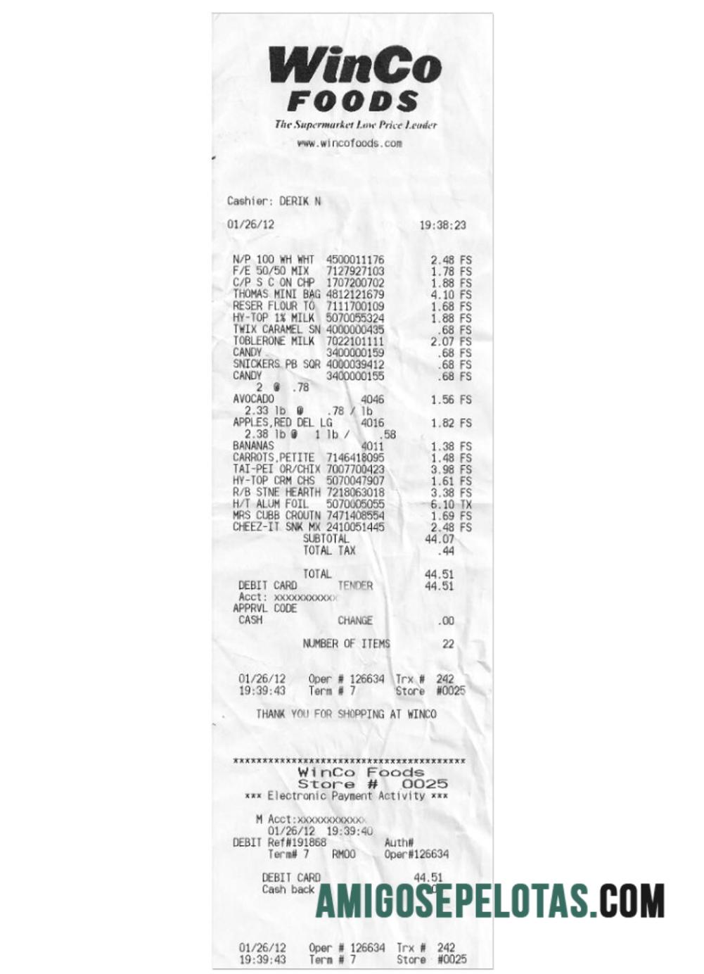Winco Foods payments Kwitansi makering