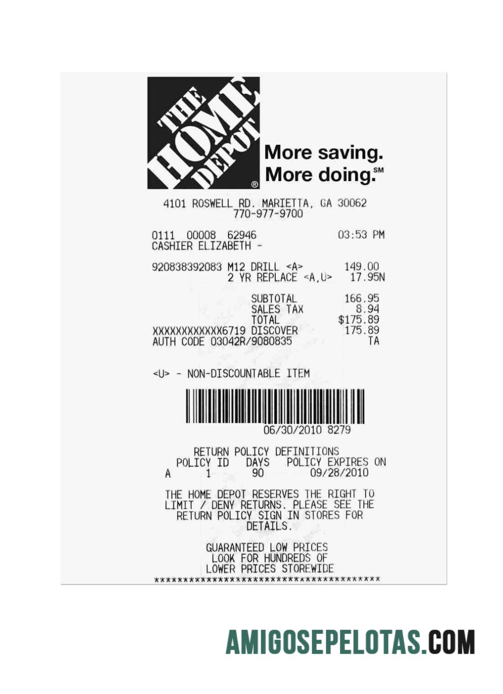 the Home Depot Pembayaran Kwitansi templat