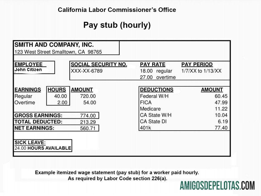 CALIFORNIA Labor Commissioner's office paystub in Word and PDF format makering