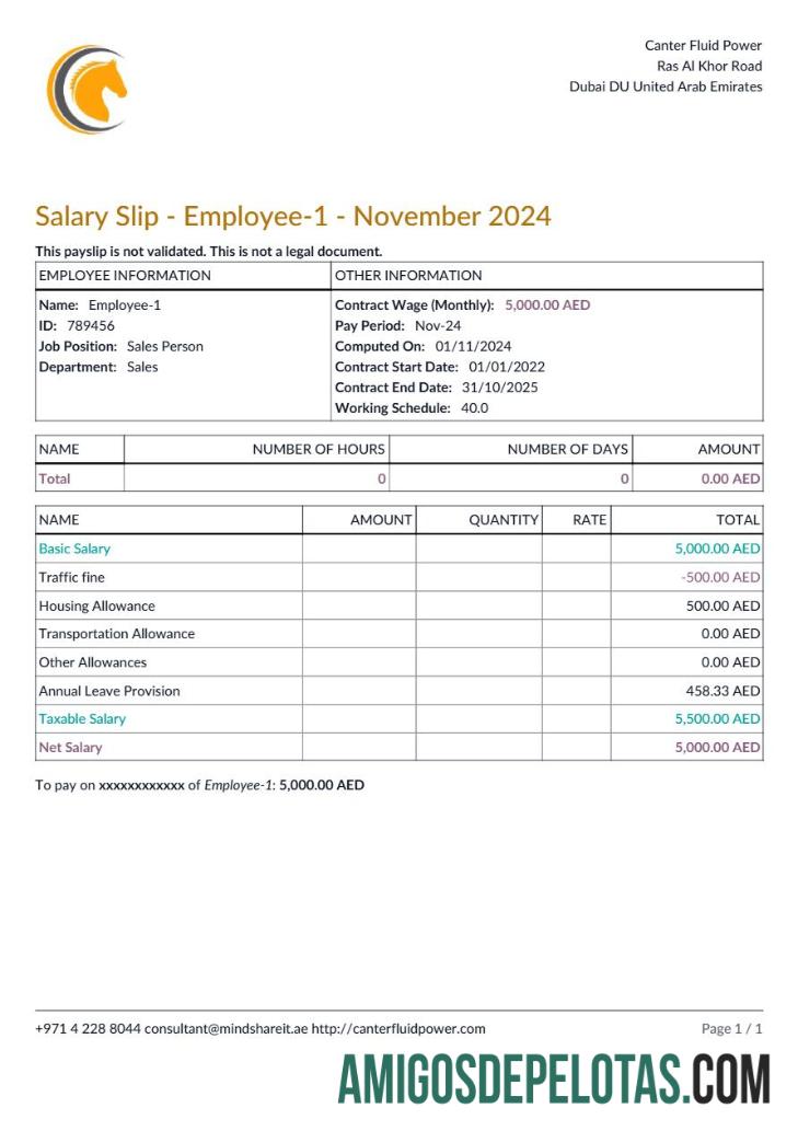 Realistis Canter Fluid Power payslip templat in Word and PDF format.PDF, 1