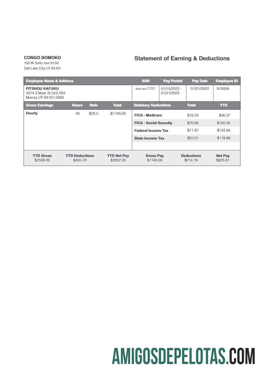 Dapat Diedit Kongo Bomoko laporan of earning & deductions templat in Word and PDF format.PDF, 3