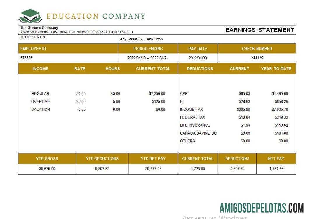 Profesional Education Perusahaan fully Dapat Diedit payslip templat in Word and Excel format