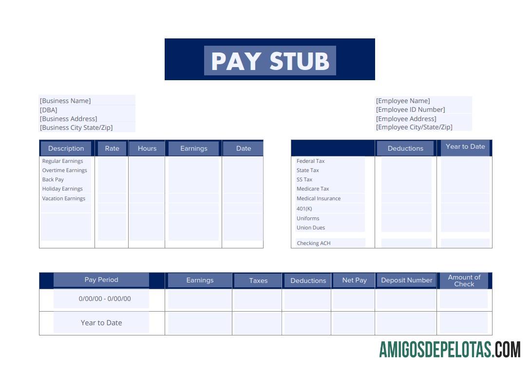 Employee pay stub versi 6 in PDF and Word format pratinjau