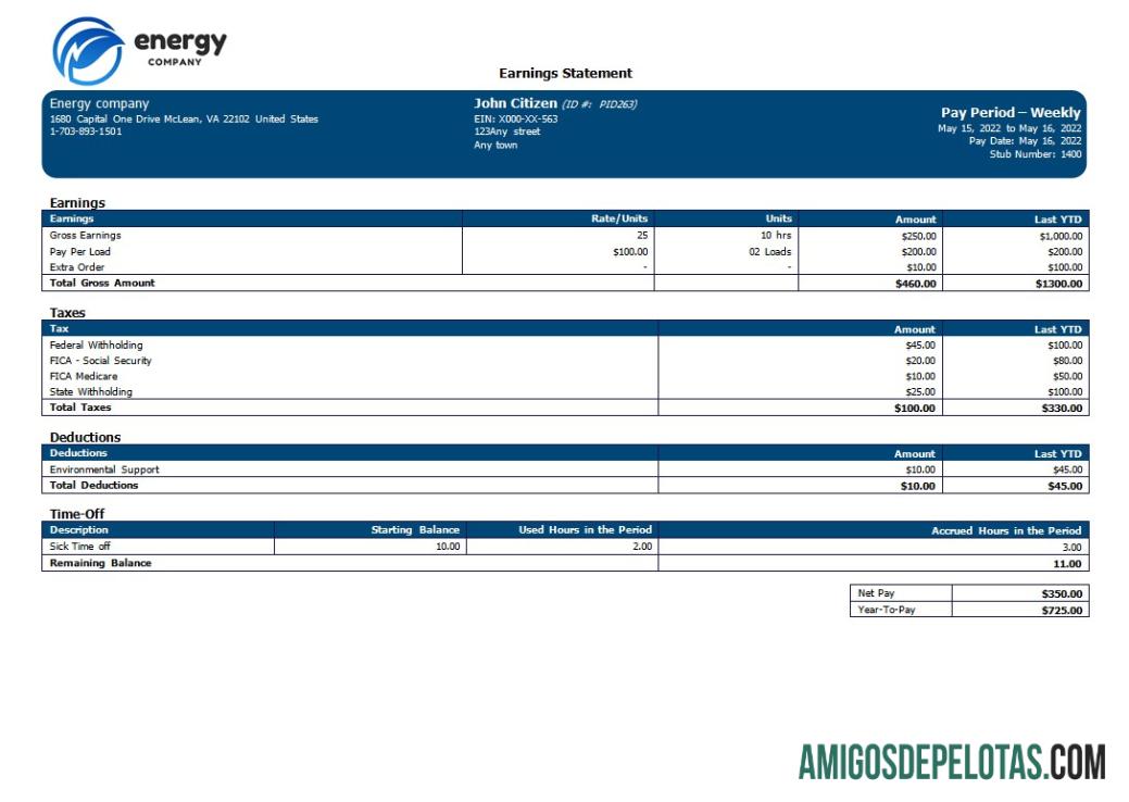 Berkualitas Energy Perusahaan Dapat Diedit payroll templat in Word and PDF format