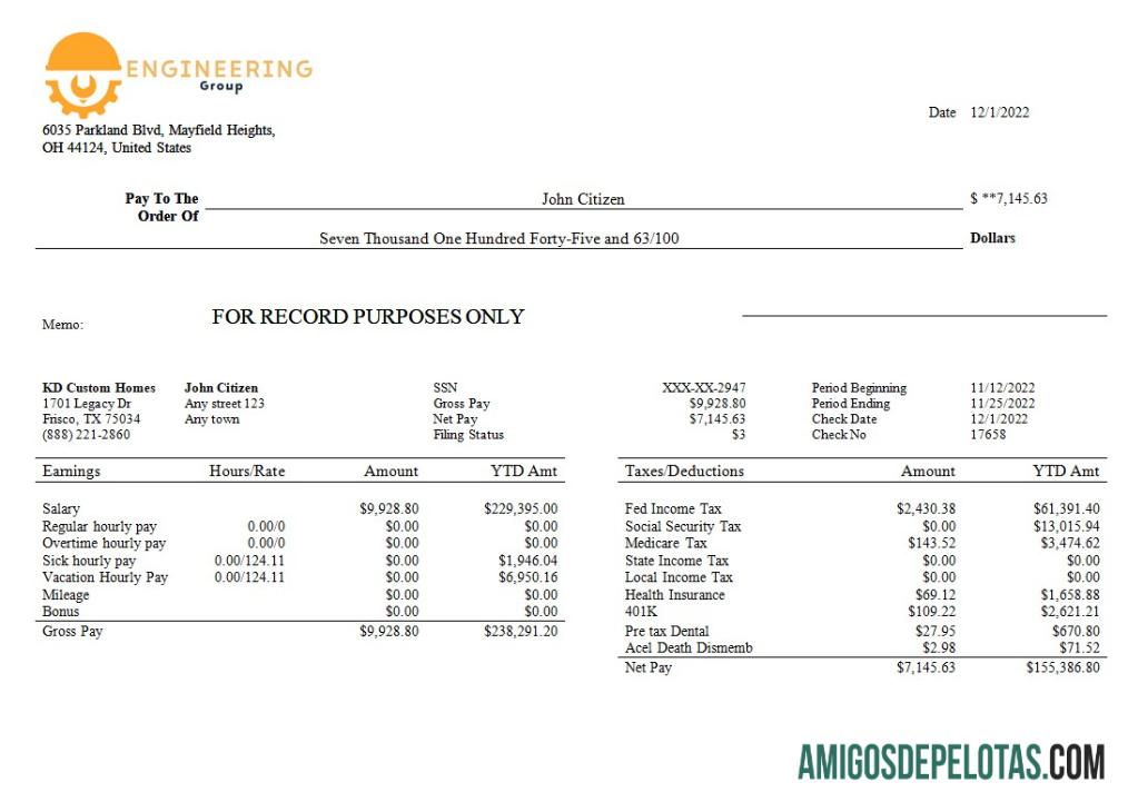 Premium teknik Perusahaan payslip templat in Word and PDF format