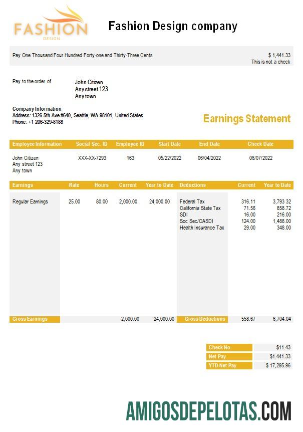 Premium Mode Perusahaan payslip templat in Word and PDF format