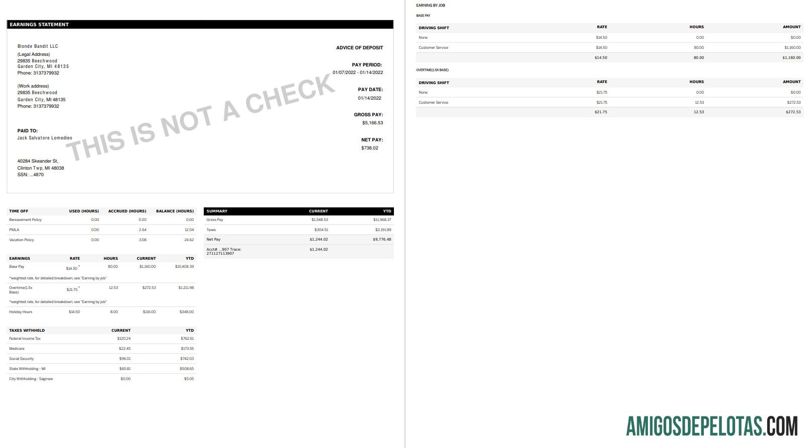 GOLDEN LIMOUSINE pay stub in PDF and Words format pratinjau