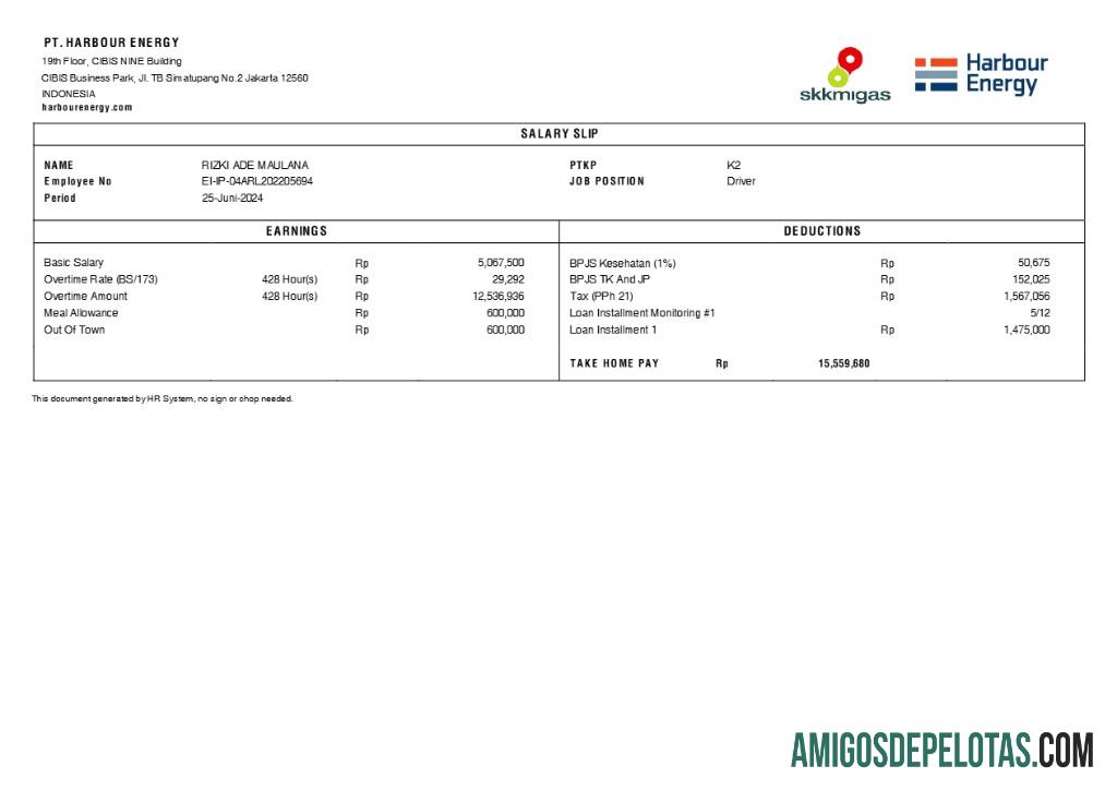 Profesional Harbour Energy salary slip templat in Word and PDF format.PDF, 3
