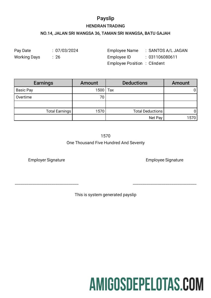 Berkualitas Hendran Tranding building Perusahaan payslip templat in Word and PDF format.PDF, 1
