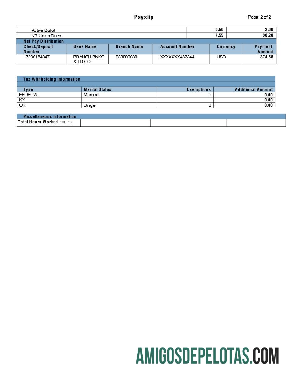 Realistis Kroger grocery payslip templat in Word and PDF format.PDF, 2