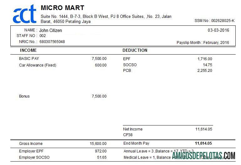 Realistis Malaysia MICRO MART payslip templat in Word and PDF format