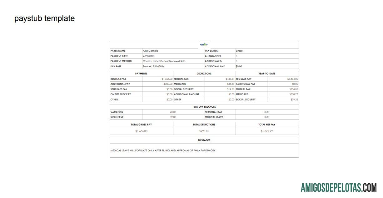 medis leave pay stub in PDF and Word format sampel