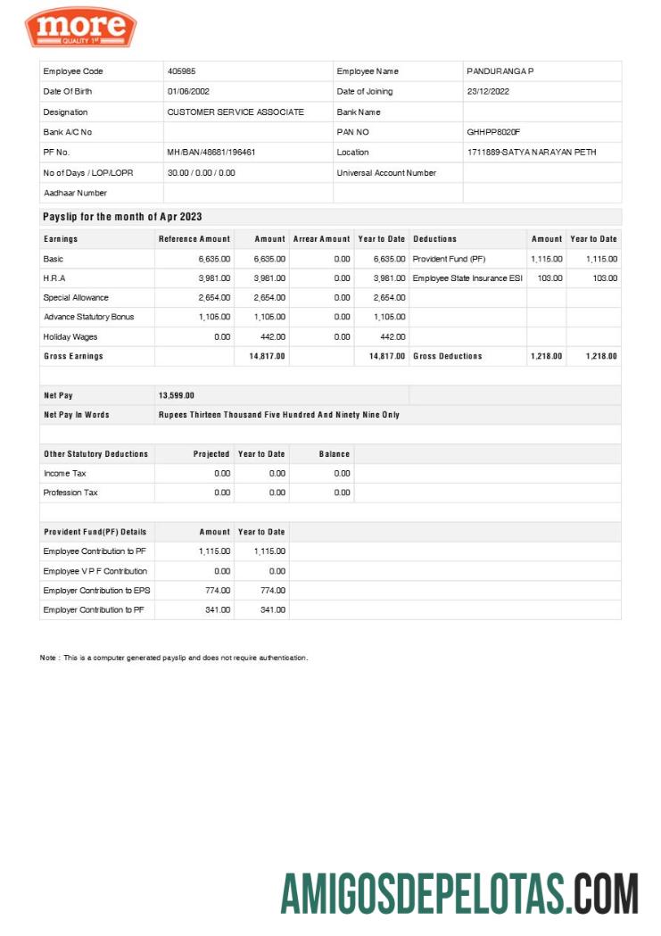 Realistis More Kualitas 1st grocery shop payslip templat in Word and PDF format.PDF, 1