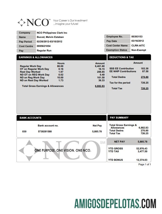 NCO PayStub pratinjau