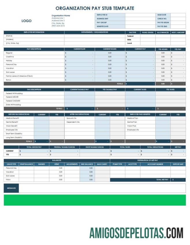 Realistis Organization Pay Stub templat