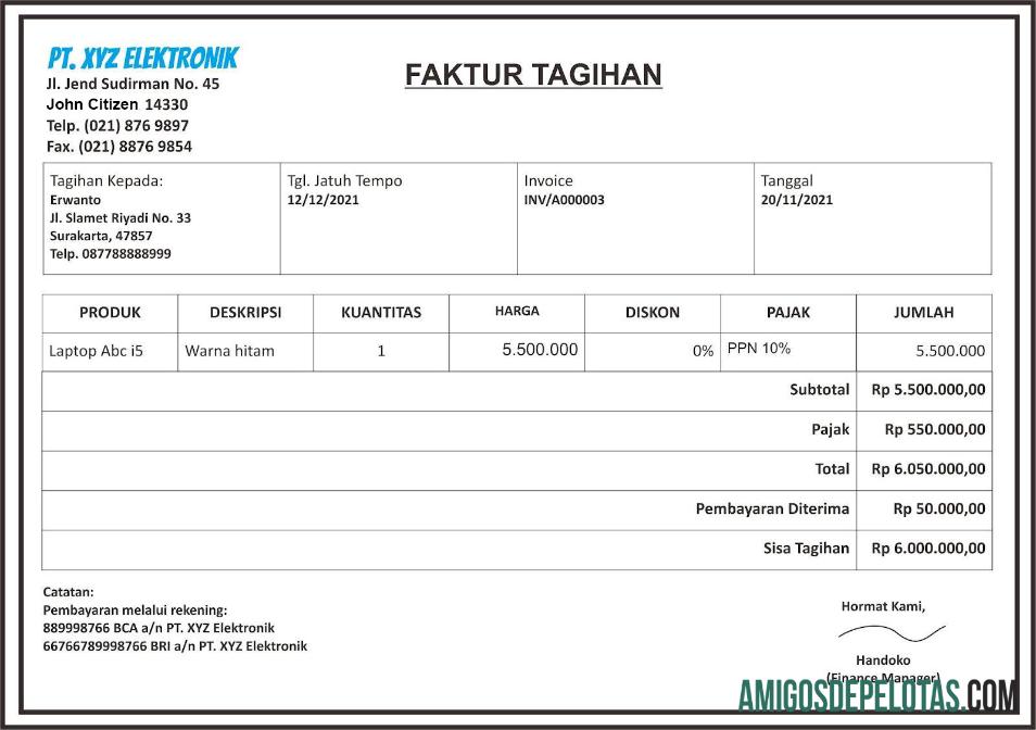 PT. XYZ elektronik paystub in Word and PDF format makering