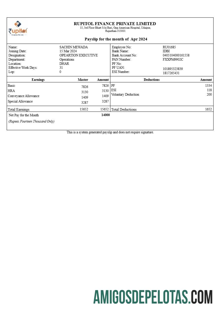 Berkualitas Rupitol Keuangan payslip templat in Word and PDF format.PDF, 1