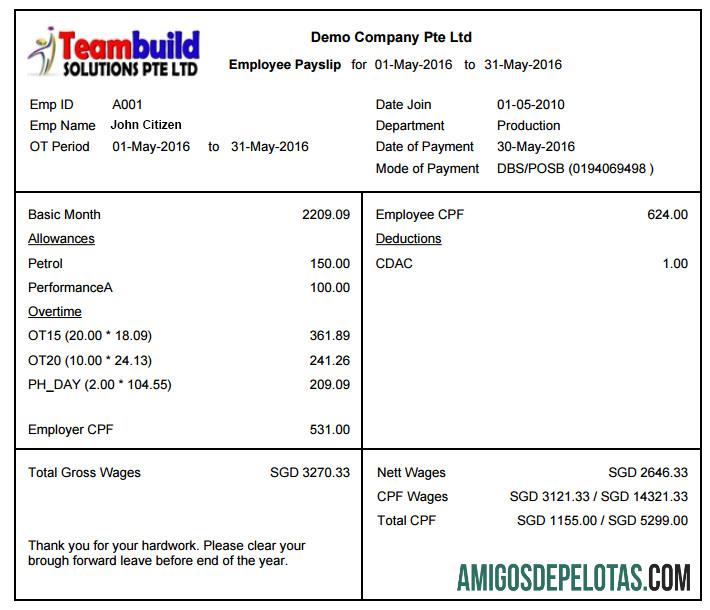TEAMBUILD solutions Ptr Ltd payslip in Word and PDF format pratinjau