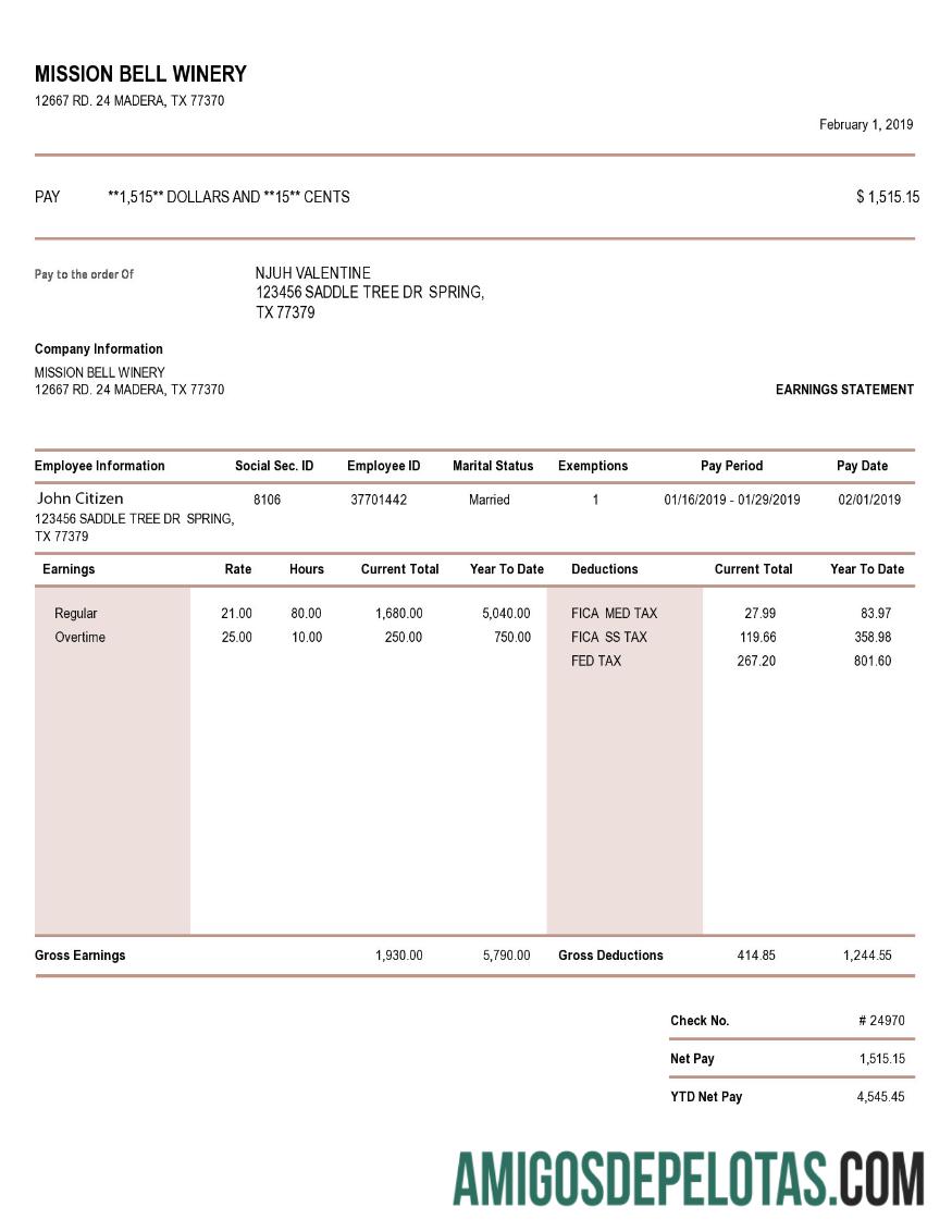 AS MISSION Bell Winery earning laporan in Word and PDF format templat
