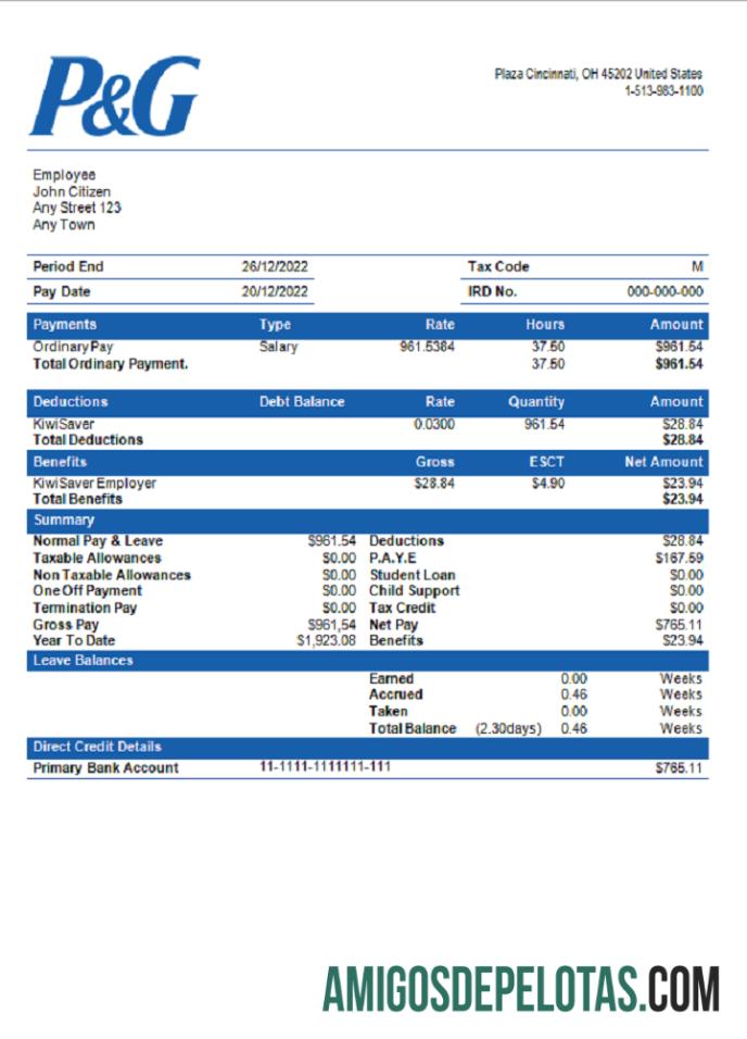 AS Procter & Gamble consumer products Perusahaan pay stub makering