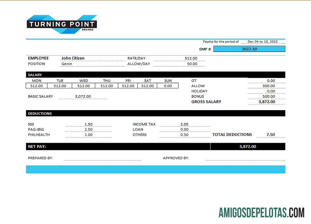 AS Turning Point Brands tobacco Perusahaan pay stub templat