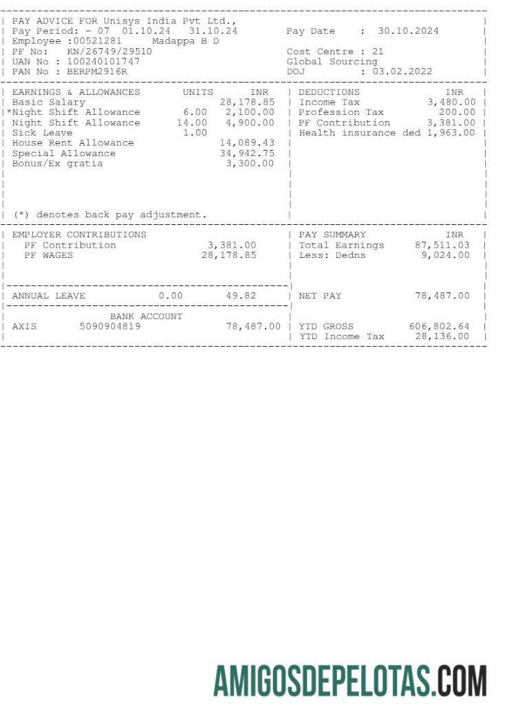 Berkualitas Unisys India earnings templat in Word and PDF format.PDF, 1
