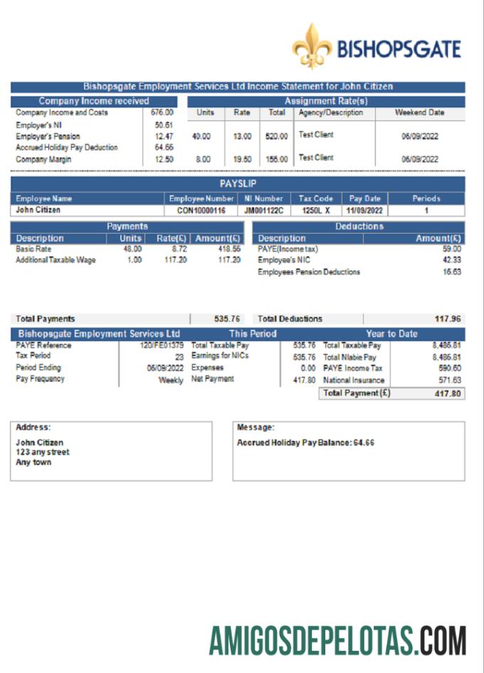 Inggris Raya Bishopsgate payroll services Perusahaan sampel