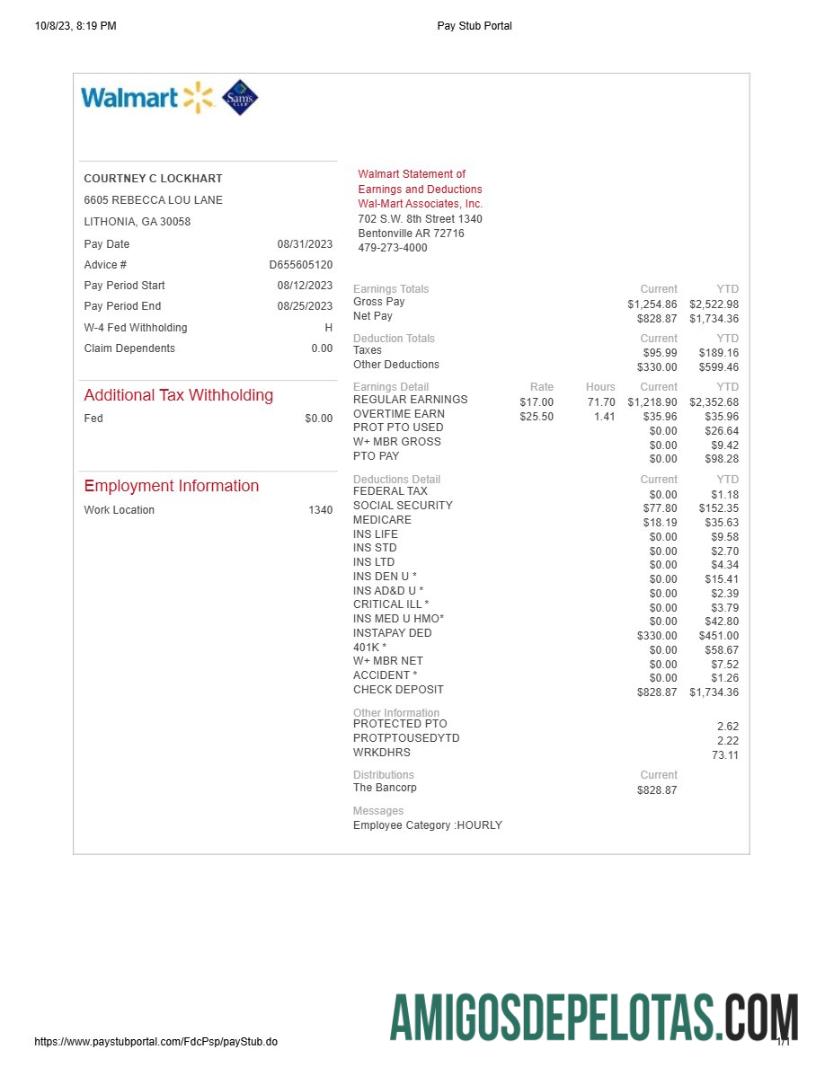 Premium Walmart laporan of earnings and deductions templat in Word and PDF format.PDF, 1