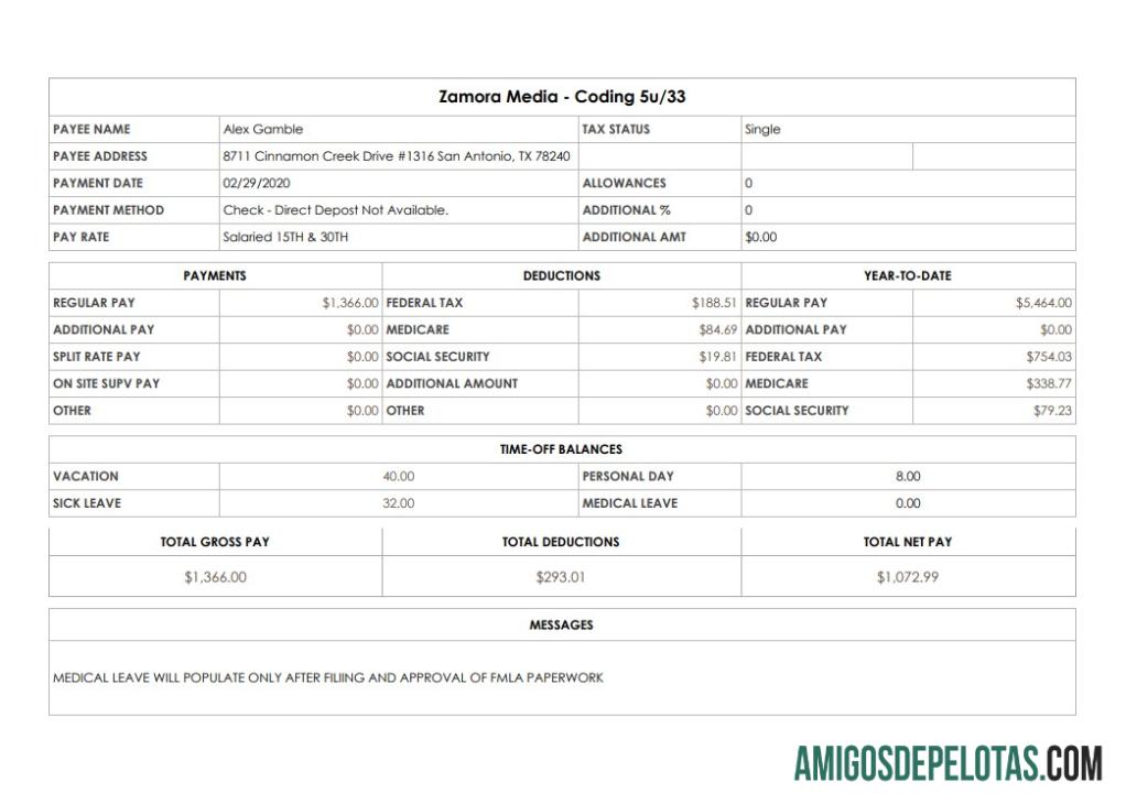 Zamora Media Coding pay stub desain