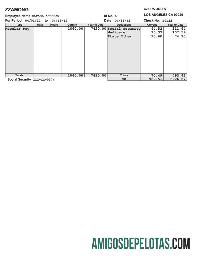 Zzamong Perusahaan pay stub in PDF and Word format desain