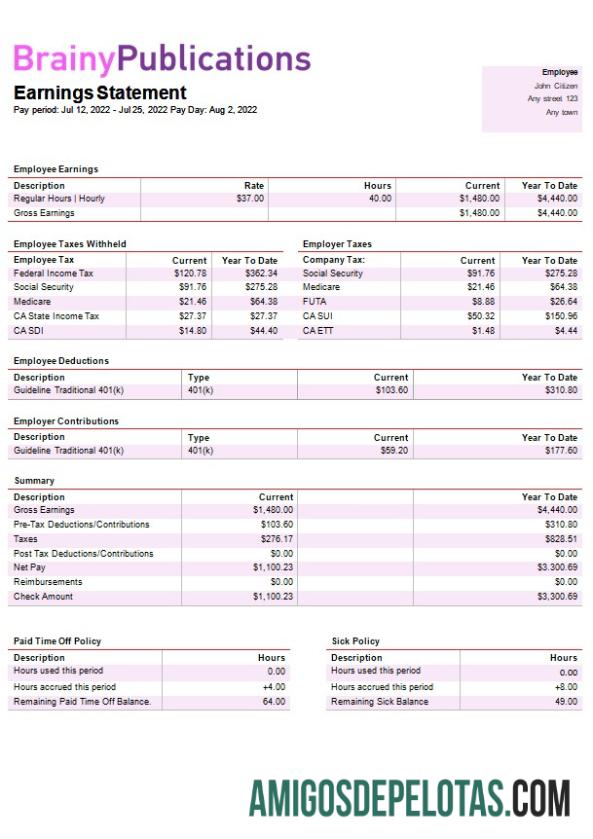 Berkualitas digital publishing Perusahaan paystub templat in Word and PDF format