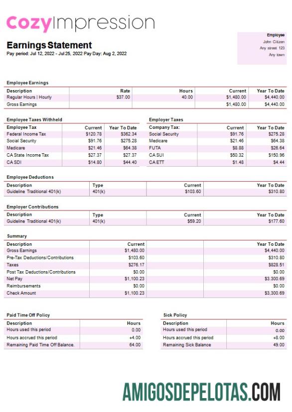 Premium fast Mode Perusahaan payslip templat in Word and PDF format