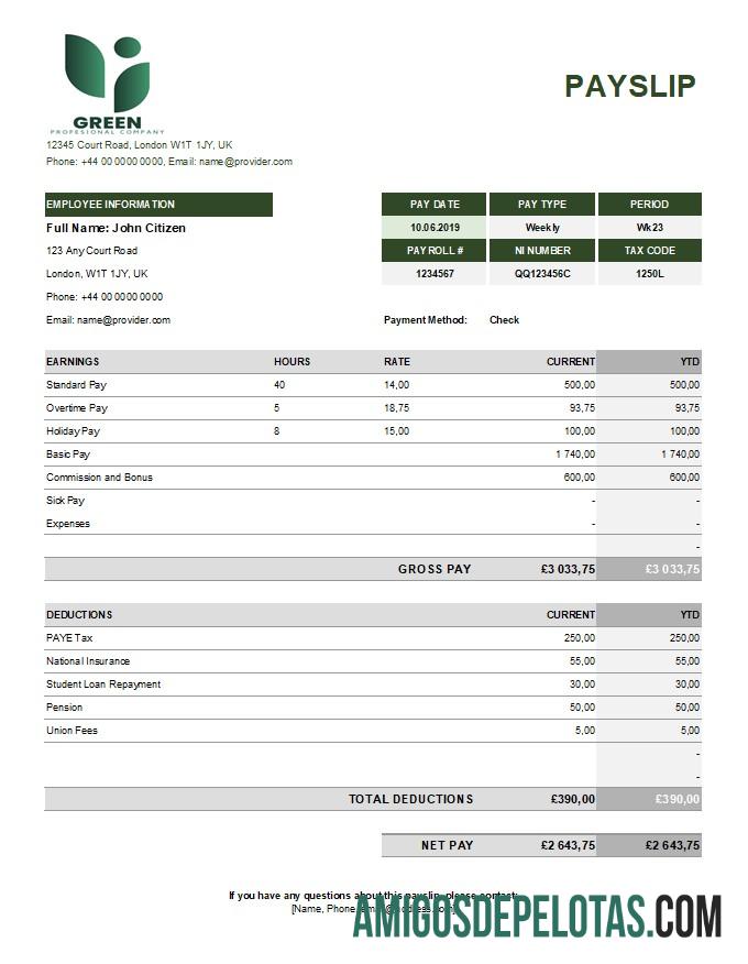 Profesional hijau industry earning laporan templat in Excel and PDF format