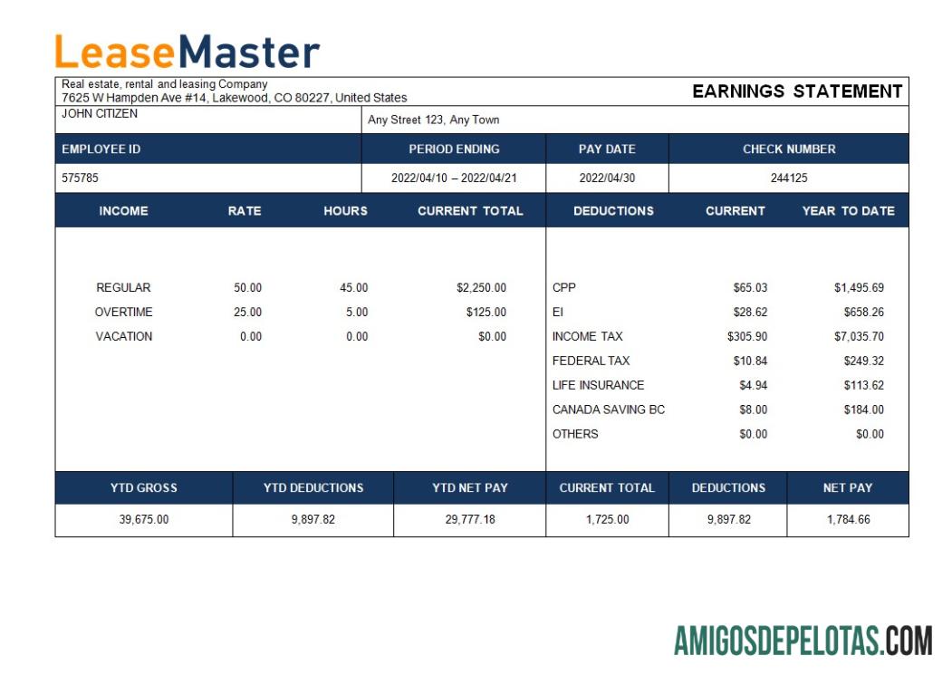 Premium Nyata estate, rental and leasing Perusahaan payslip templat in Word and PDF format