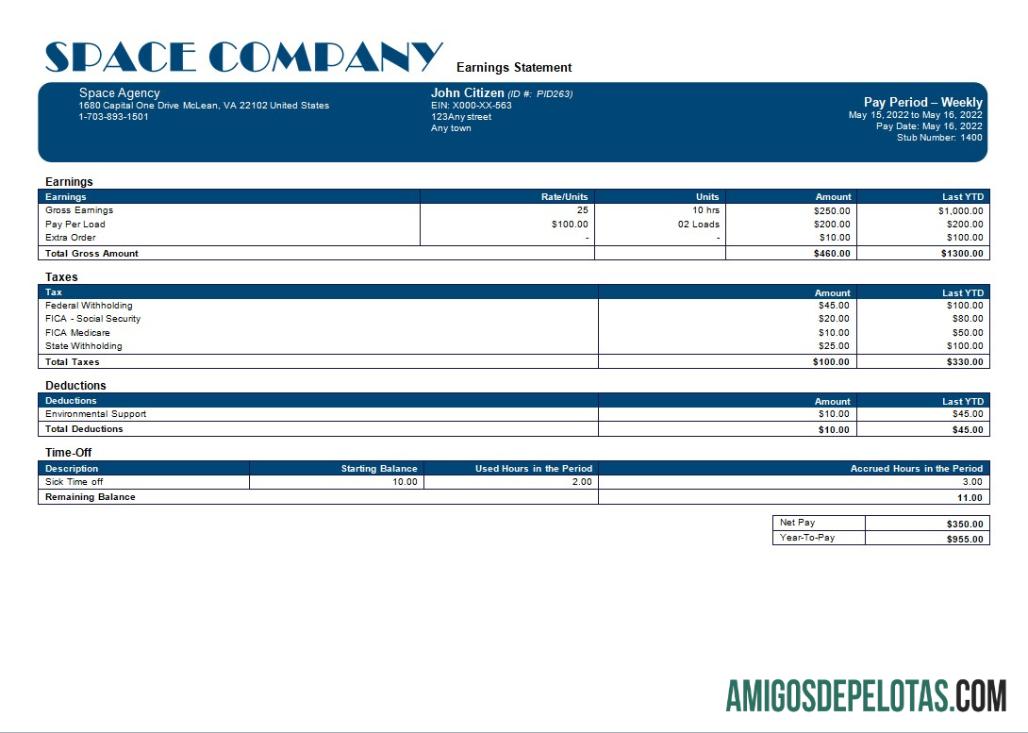 Dapat Diedit space Perusahaan Dapat Diedit payslip templat in Word and PDF format