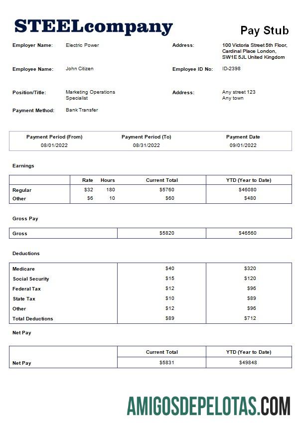 Dapat Diedit steel Perusahaan payroll templat in Word and PDF format