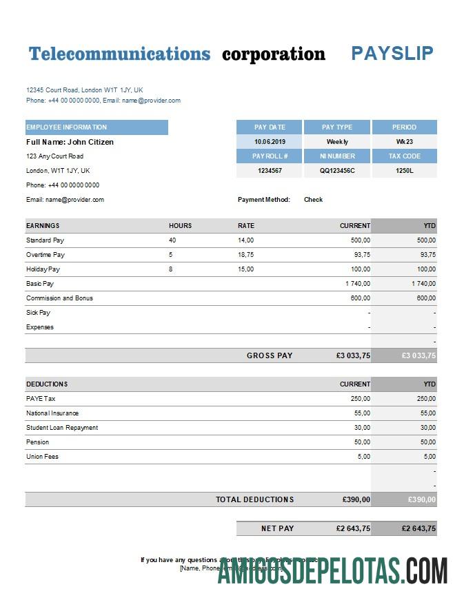 telecommunications corporation earning laporan in Excel and PDF pratinjau