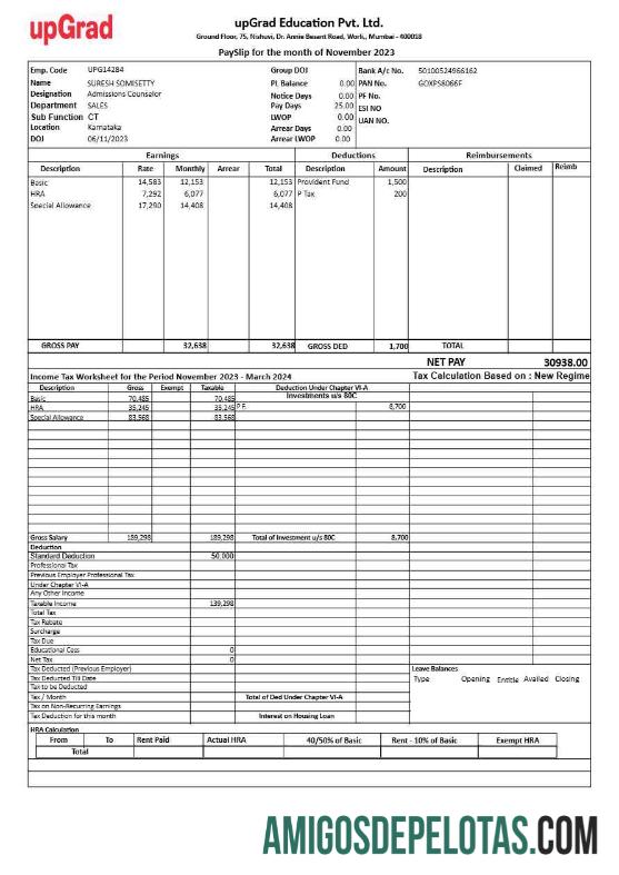 Premium upGrad Educaton payslip templat in Word and PDF format.PDF, 1
