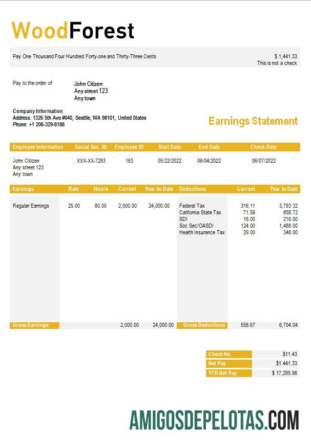 Berkualitas kayu corporation payslip templat in Word and PDF format