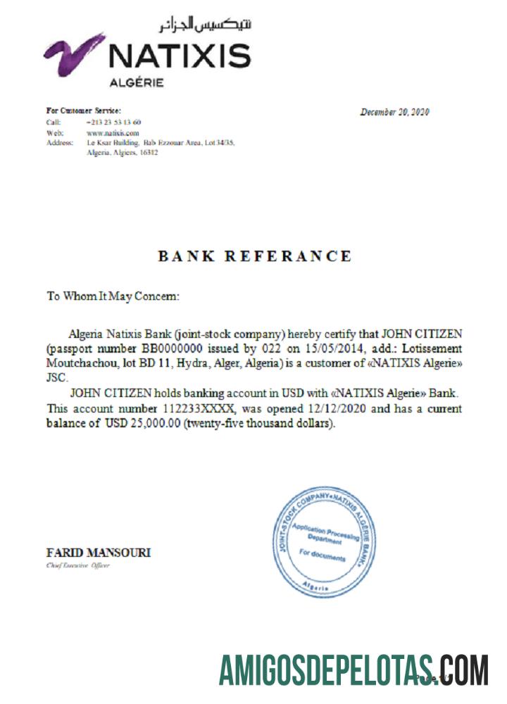 Aljazair Natixis Algerie bank Referensi sampel